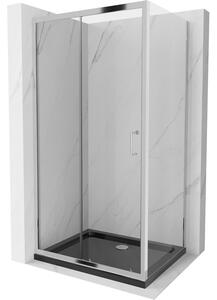 Mexen Apia cabină de duș extensibilă 120 x 80 cm, transparent, Crom + cadă de duș Flat, Neagră - 840-120-080-01-00-4070