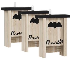 PawHut Set de 3 Căsuțe pentru Lilieci din Lemn de Brad, 18x6x22.5 cm, Lemn Natural | Aosom Romania