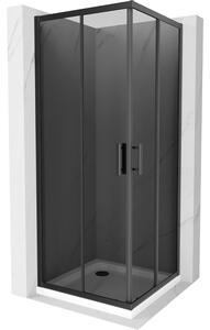 Mexen Rio cabină de duș pătrată 90 x 90 cm, Grafit, Neagră + cadă de duș Flat, Albă - 860-090-090-70-40-4010B