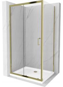 Mexen Apia cabină de duș extensibilă 120 x 80 cm, transparent, Aurie + cadă de duș Flat, Albă- 840-120-080-50-00-4010G