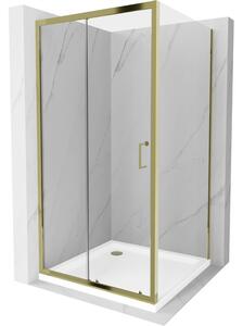 Mexen Apia cabină de duș extensibilă 100 x 100 cm, transparent, Aurie + cadă de duș Flat, Albă- 840-100-100-50-00-4010G