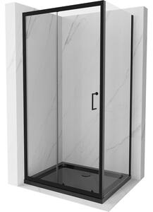 Mexen Apia cabină de duș extensibilă 120 x 80 cm, transparent, Neagră + cadă de duș Flat, Neagră - 840-120-080-70-00-4070B