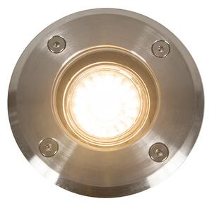 Set de 6 spoturi de exterior pentru sol oțel 11cm IP67 - Basic Round