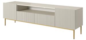 Comodă TV Nicole 200 cm cu nișă și sertare – cashmere / picioare aurii