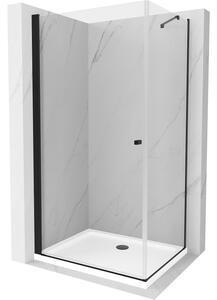 Mexen Pretoria cabină de duș cu balamale 100 x 100 cm, Transparent, Neagră + cadă pentru duș Flat - 852-100-100-70-00-4010B