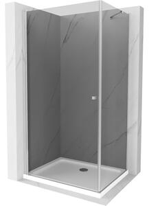 Mexen Pretoria cabină de duș cu balamale 80 x 70 cm, grafit, Crom + cadă pentru duș Flat - 852-080-070-01-40-4010