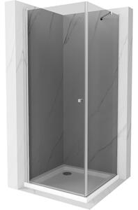 Mexen Pretoria cabină de duș cu balamale 90 x 90 cm, grafit, Crom + cadă pentru duș Flat - 852-090-090-01-40-4010
