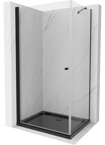 Mexen Pretoria cabină de duș cu balamale 100 x 120 cm, Transparent, Neagră + cadă pentru duș Flat, Neagră - 852-100-120-70-00-40
