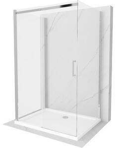 Mexen Omega cabină de duș extensibilă cu 3 pereți 110 x 100 cm, Transparent, Crom + cadă pentru duș Flat - 825-110-100-01-00-3s-