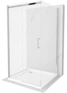 Mexen Omega cabină de duș extensibilă cu 3 pereți 100 x 100 cm, Transparent, Crom + cadă pentru duș Flat - 825-100-100-01-00-3s-