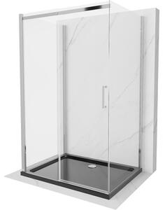 Mexen Omega cabină de duș extensibilă cu 3 pereți 100 x 80 cm, Transparent, Crom + cadă pentru duș Flat - 825-100-080-01-00-3s-4