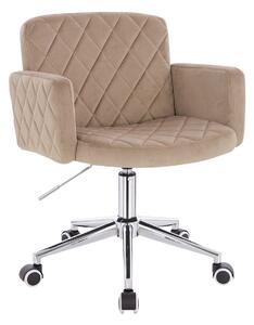 HR802K Scaun Latte din Catifea cu Bază Cromata