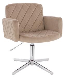 HR802CROSS Scaun Latte din Catifea cu Bază Cromata