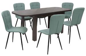 Set masă extensibilă Roma Wenge cu 6 Scaune Piele Luca Fistic