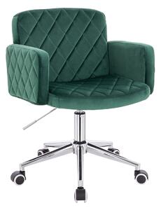 HR802K Scaun Verde din Catifea cu Bază Cromata