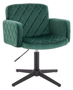 HR802CROSS Scaun Verde din Catifea cu Bază Neagră