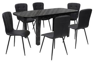 Set masă extensibilă Roma Negru cu 6 Scaune Piele Luca Negru