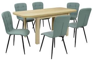 Set masă extensibilă Roma Stejar cu 6 Scaune Piele Luca Fistic