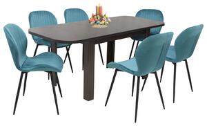 Set masă extensibilă Roma Wenge cu 6 Scaune Opal Turcoaz