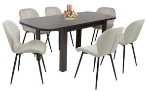 Set masă extensibilă Roma Wenge cu 6 Scaune Opal Capucino