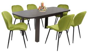 Set masă extensibilă Roma Wenge cu 6 Scaune Opal Olive