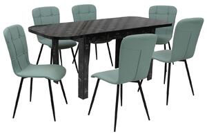 Set masă extensibilă Roma Negru cu 6 Scaune Piele Luca Fistic