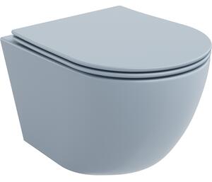 Mexen Lena vas de toaletă Rimless cu capac slim cu închidere lentă, duroplast, Gri albastru mat - 30224069