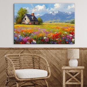 DUBLEZ | Imagine rurală pe perete - Casă lângă poiană | Imprimare UV premium