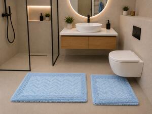 Set 2 Covorase Baie, Rombs 13 Albastru, Covor 100% Bumbac, Dimensiunea 60x100 cm