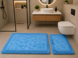 Set 2 Covorase Baie, Classic 06 Albastru, Covor 100% Bumbac, Dimensiunea 60x100 cm - Copie