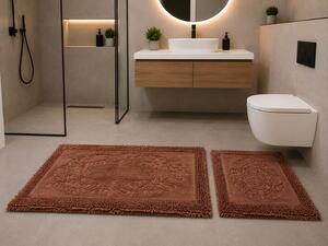 Set 2 Covorase Baie, Rombs 10 Maro, Covor 100% Bumbac, Dimensiunea 60x100 cm
