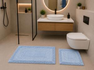 Set 2 Covorase Baie, Rombs 12 Albastru, Covor 100% Bumbac, Dimensiunea 60x100 cm