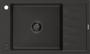 Mexen Elias, granit chiuveta granit 795x480x200 mm, 1 camera, negru-auriu metalic cu sifon negru, 6511791005-75-B