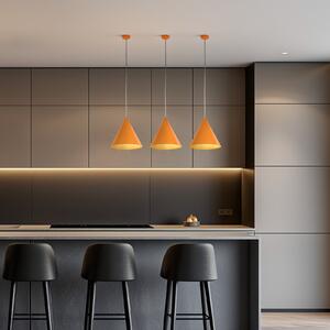 TK Lighting Lampă suspendată Cono, 1 bec, Ø 25 cm, portocaliu, E27, reglabil, Portocaliu, Camera de zi / sufragerie, Metal, Modern