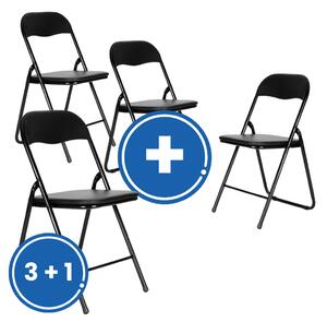 Scaun pliabil de gradina Rosso 3 + 1 GRATUIT, negru