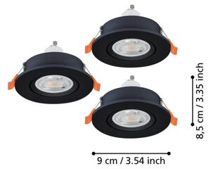 Eglo 902257 - Set de 3 spoturi LED pentru tavan BARRANCO 1xGU10/4,5W/230V negru