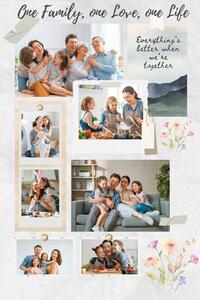 Tablou Canvas Personalizat cu 7 Poze Pentru Familie " One Family, one Love, one Life", PS109