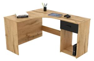 Masă PC de colț Cornello (Stejar wotan + Negru). Promo -19%. 1108251