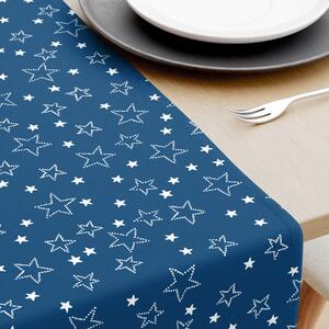 Goldea napron de masă din bumbac - model 016 - steluțe albe pe albastru 35x160 cm