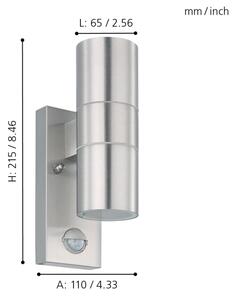 Aplică LED de exterior cu senzor Eglo 79594 ARAPONGAS 2xGU10/2,8W/230V IP44 crom