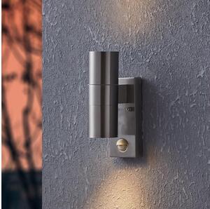 Aplică LED de exterior cu senzor Eglo 79594 ARAPONGAS 2xGU10/2,8W/230V IP44 crom
