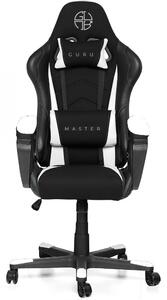 Guru Master GM2-W, scaun de gaming, elegant, ergonomic, rotativ, negru/alb