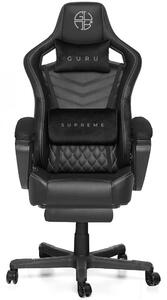 Guru Supreme GS1-W-L, scaun de gaming, elegant, ergonomic, rotativ, cu suport picioare, negru/alb