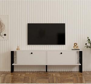 Comoda tv culoare alb cu picioare metal culoare negru160x50x25 cm