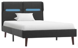 Cadru de pat cu LED, gri închis, 100x200 cm, material textil