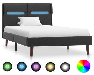 Cadru de pat cu LED, gri închis, 100x200 cm, material textil