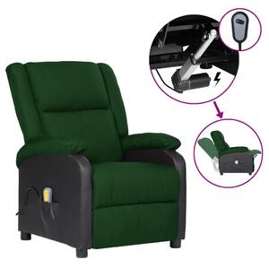 Fotoliu masaj rabatabil electric verde închis, piele eco/textil