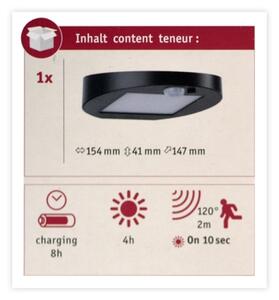 Paulmann 94246 - LED 1,2W IP44 Lampa solară de exterior cu senzor RYSE 3,7V