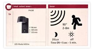 Aplică de exterior cu senzor Paulmann 94453 LED/6W IP44 CAPEA 230V