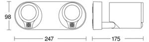 Aplică LED de exterior cu senzor STEINEL 058654 SPOT DUO 2xGU10/7,5W/230V IP44